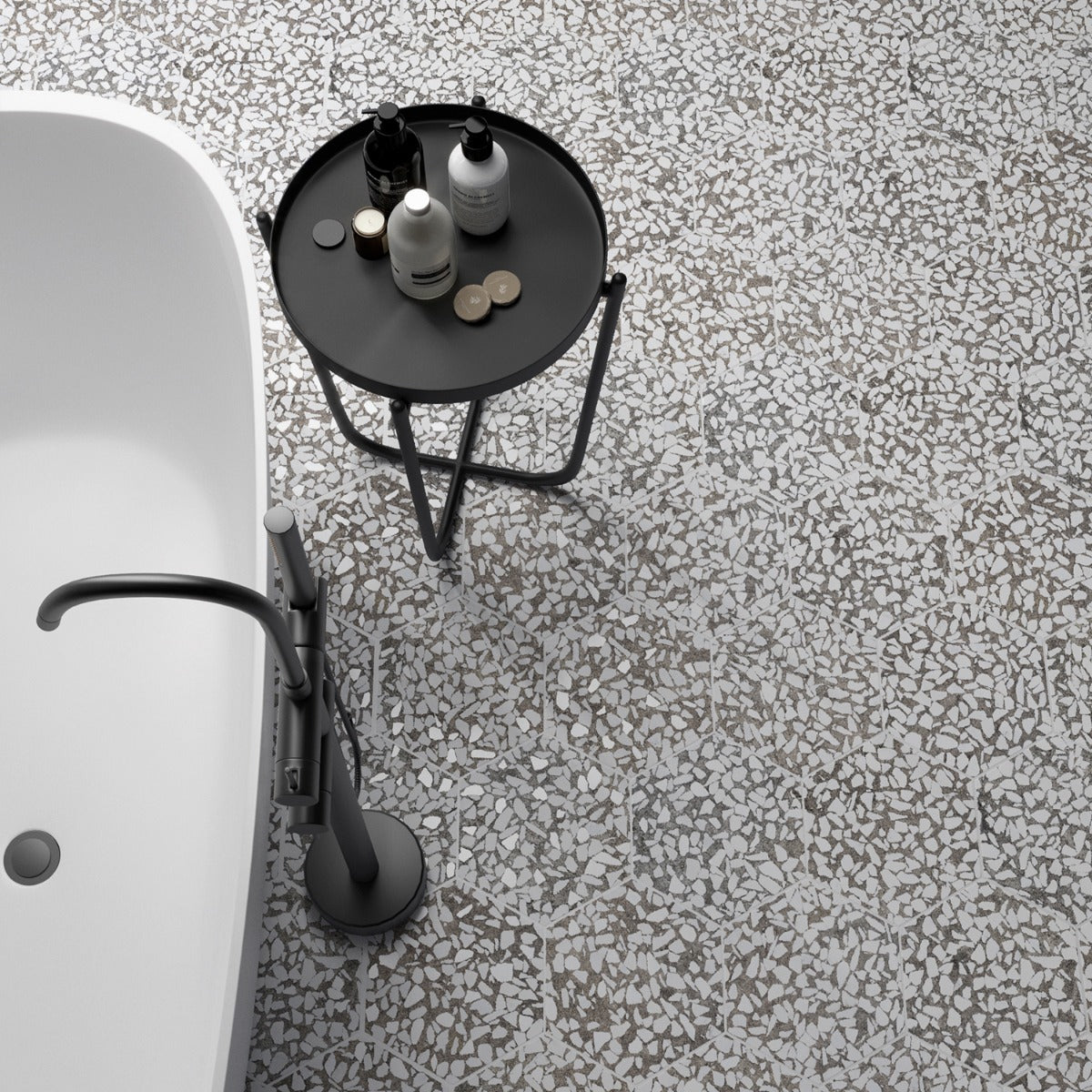 Lux Tile Terrazzo Hex Grigio Gray 9" Matte Porcelain Tile