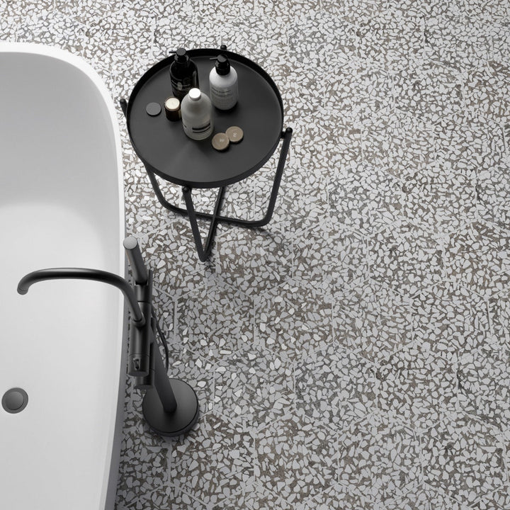 Lux Tile Terrazzo Hex Grigio Gray 9" Matte Porcelain Tile