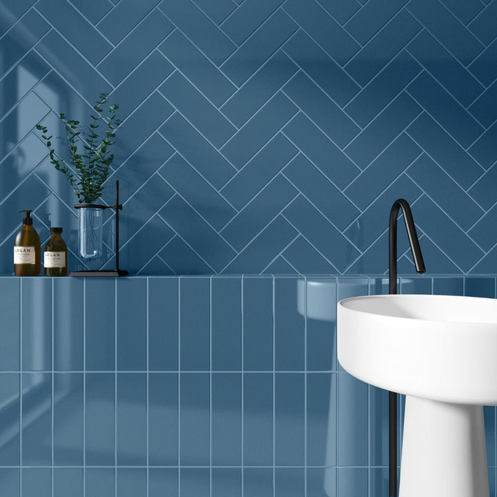Park Hill Blue 4x12 Polished Porcelain Subway Tile - Tilebar