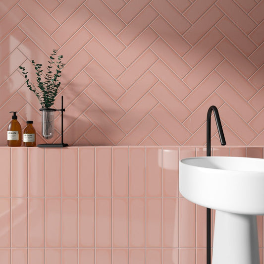 Park Hill Pink Polished Porcelain Subway Tile 4x12