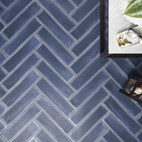 Stacy Garcia ArtBlock Denim Blue 4x16 Matte Porcelain Tile