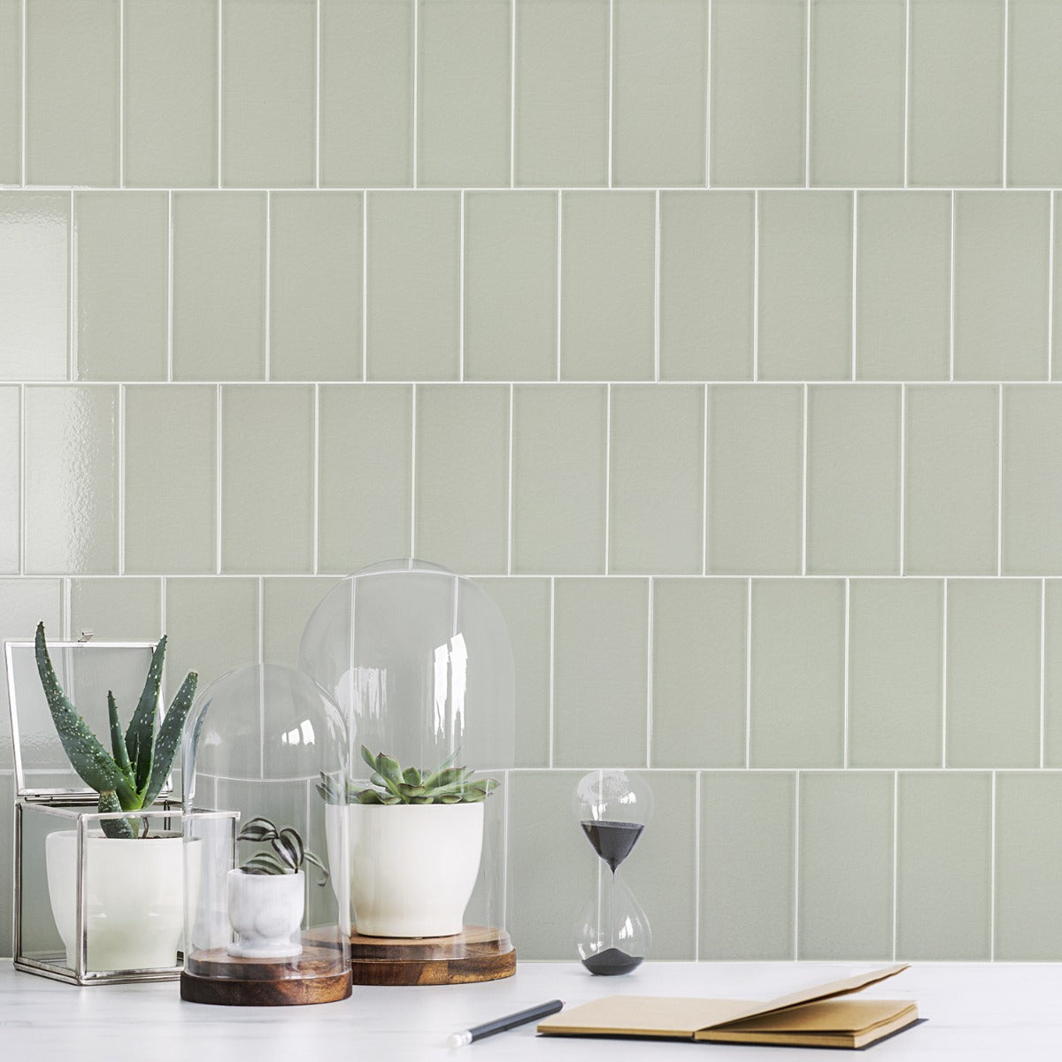 Seaside Fern Green 4x8 Crackled Glossy Ceramic Tile - Lux Tile