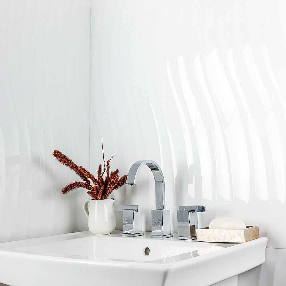 Gentle Waves White 12x36 Polished Ceramic Wall Tile