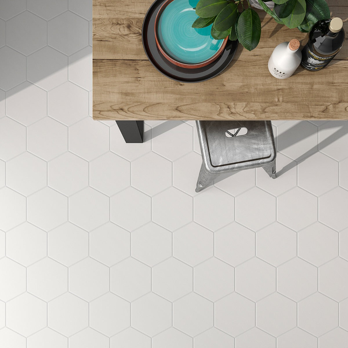 SymetroHex White 10" Matte Porcelain Tile - Lux Tile