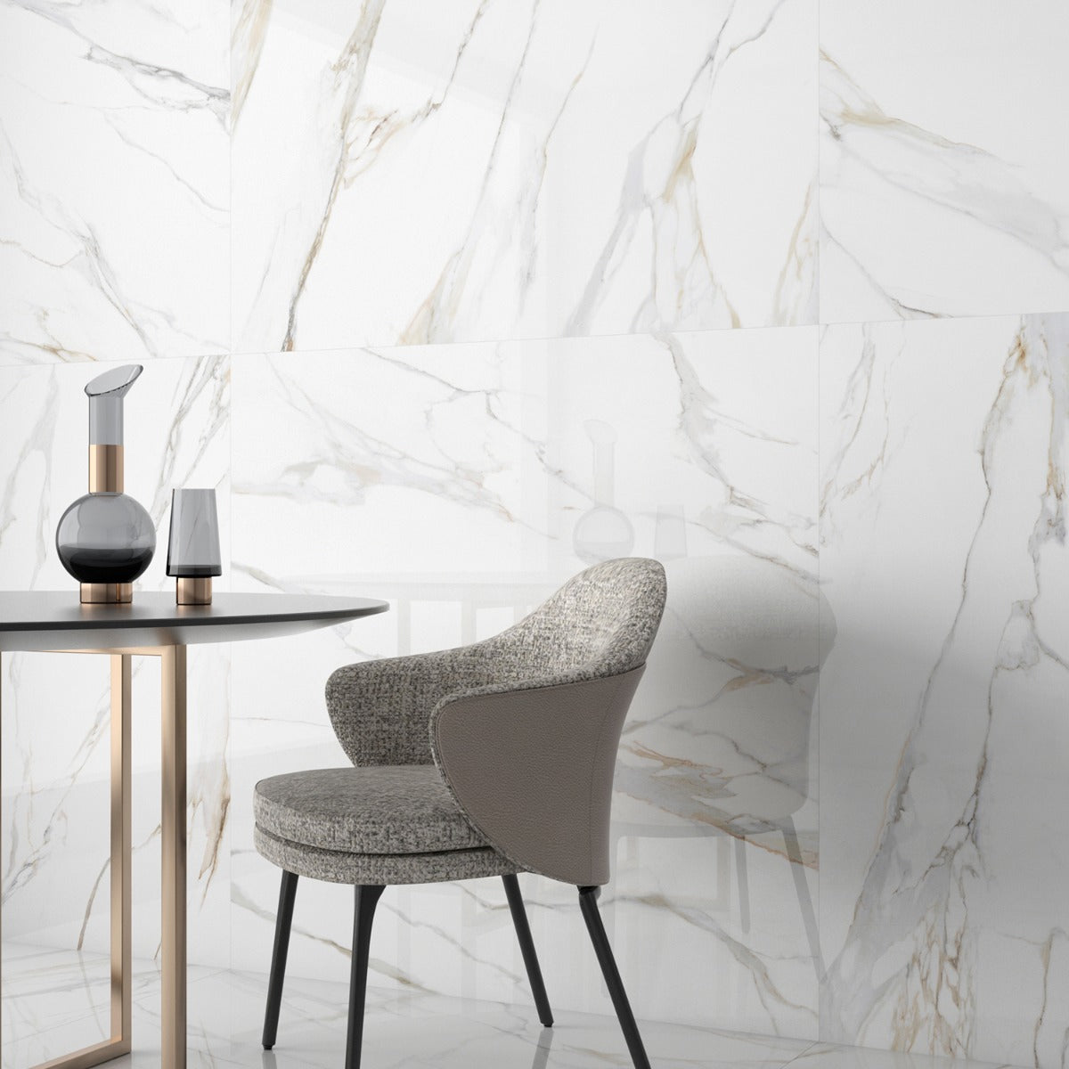 Minera Aurora Gold 48x48 Polished Porcelain Tile - Lux Tile