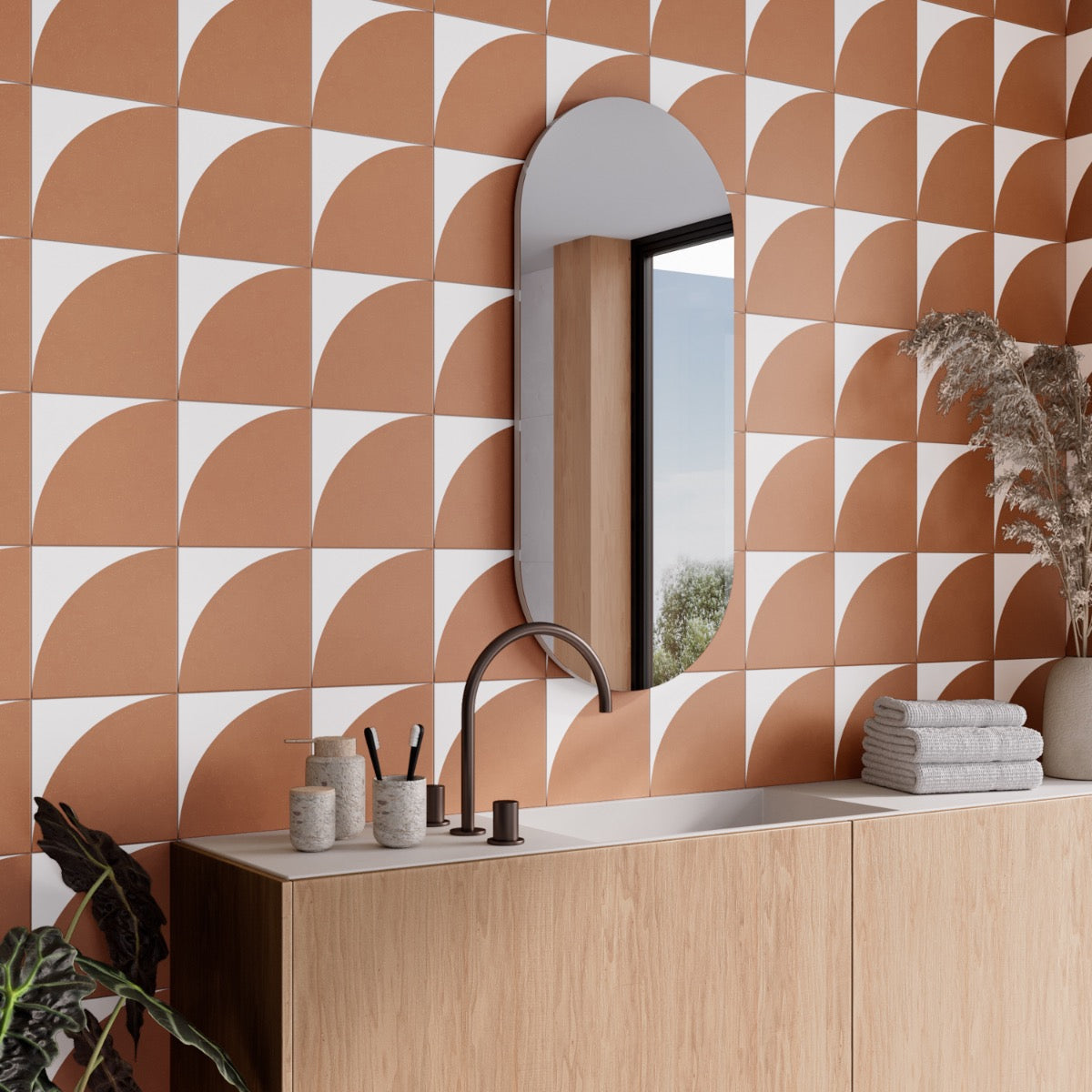 Stacy Garcia Maddox Deco Terracotta 8x8 Matte Porcelain Tile