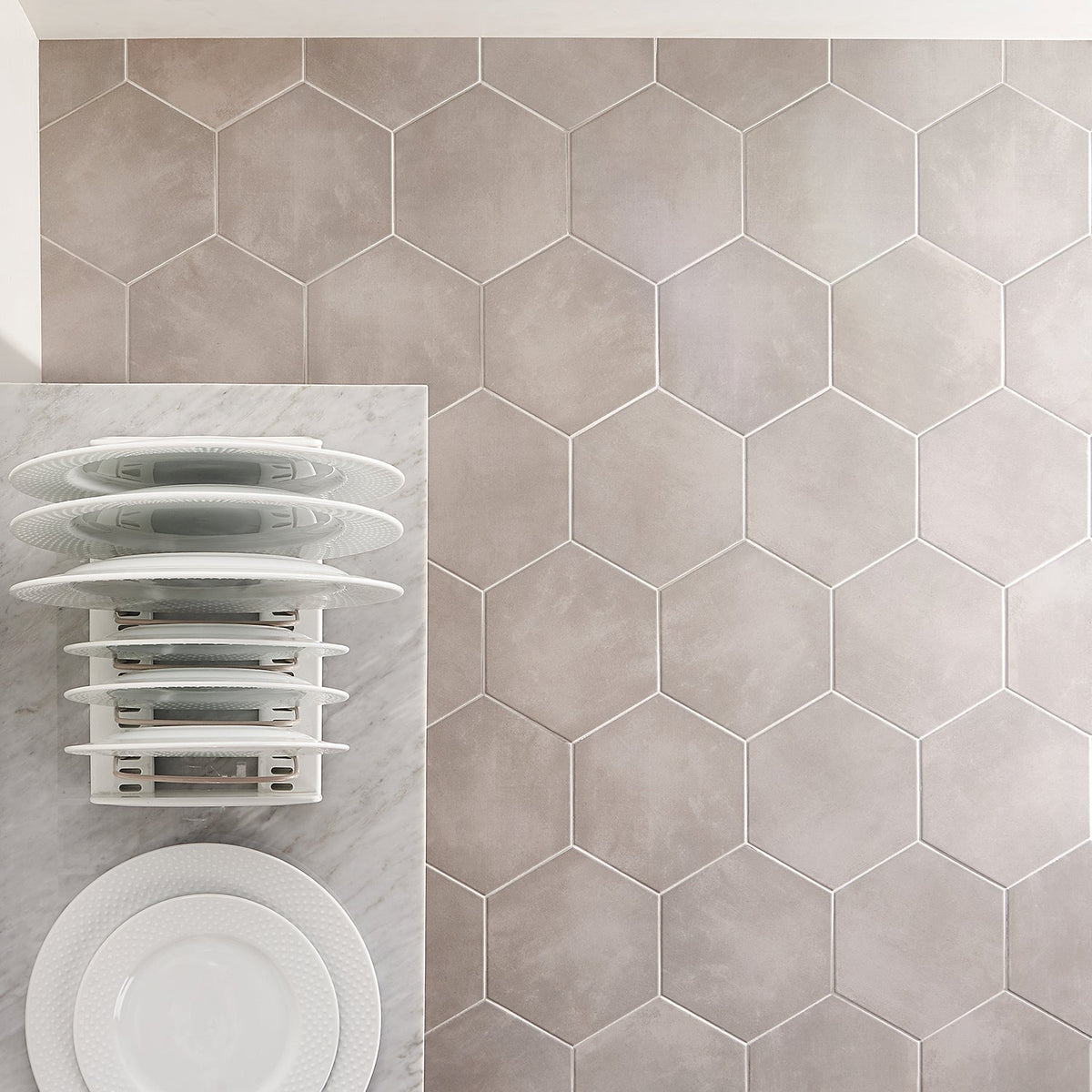 HexArt Gris Gray 8" Hexagon Matte Porcelain Tile - Lux Tile