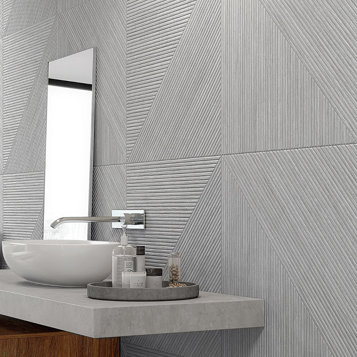 Tilebar Enso Gray 24x48 Ribbed Matte Fluted Porcelain Tile