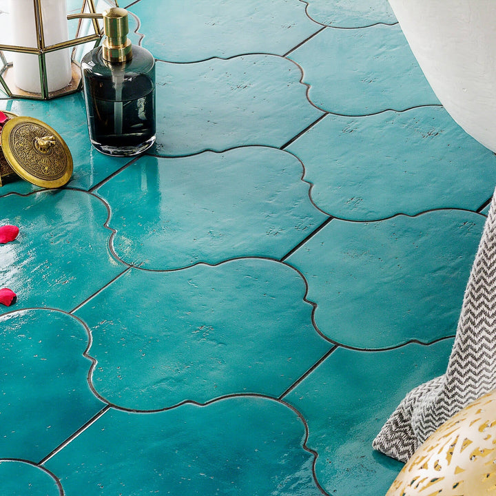 Cavallo Fiji Blue 8x10 Arabesque Glossy Porcelain Tile - Lux Tile