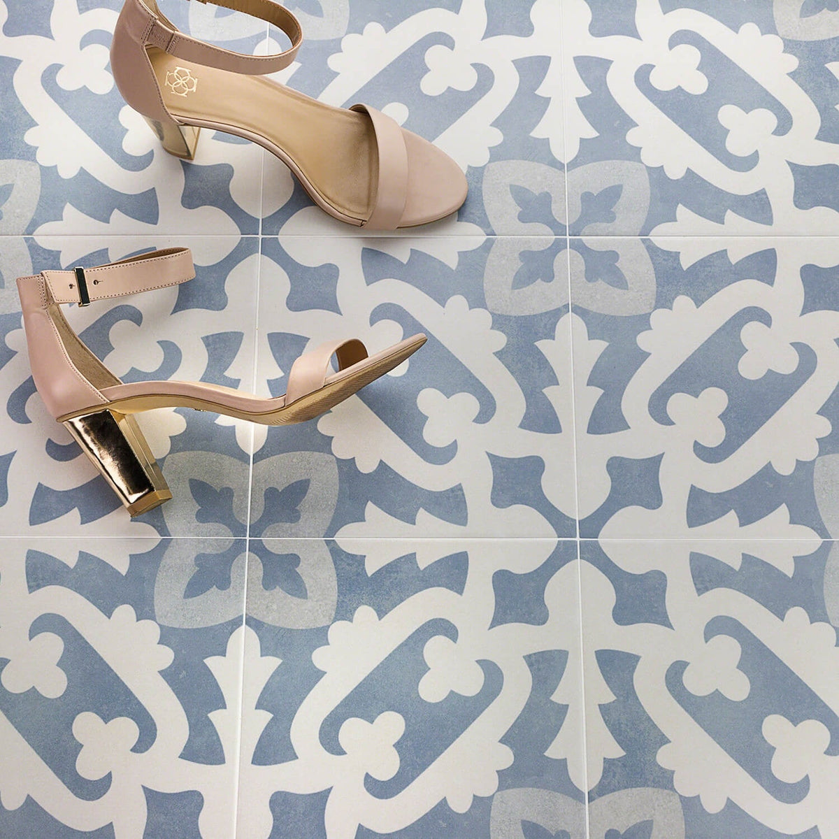 Bond Tile Moma Light Blue Encaustic 9x9 Glazed Porcelain Tile