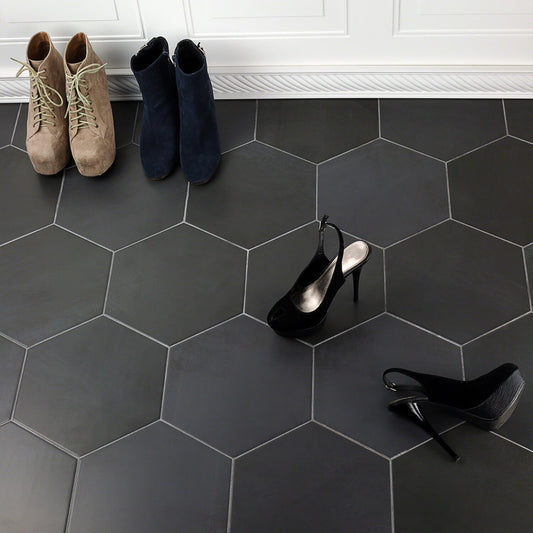 Paige Antracite Black 10" Hexagon Matte Porcelain Tile