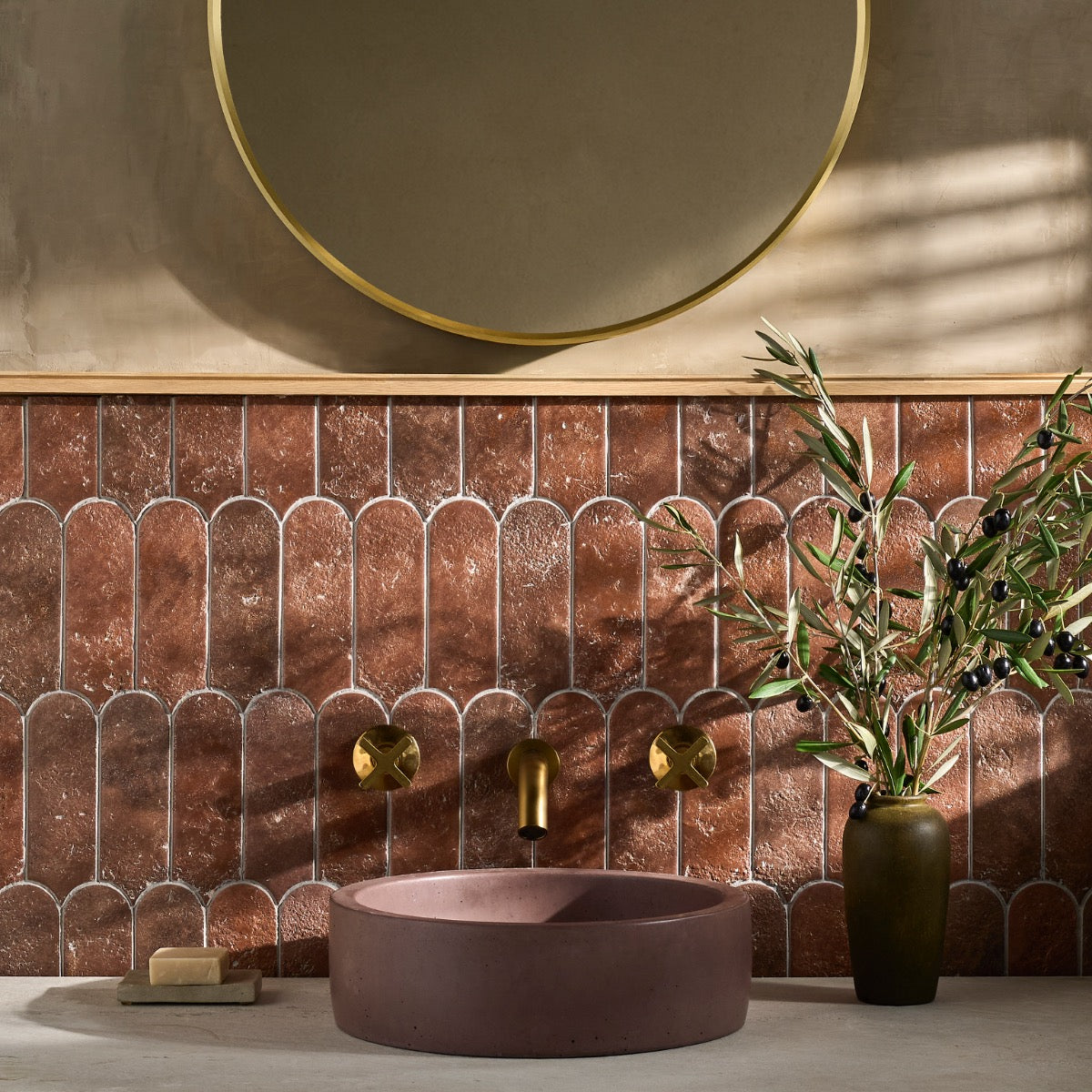 Corali Canyon Terracotta 3x9 Textured Matte Ceramic Tile by Lux Tile