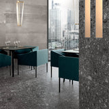 Rizo Antracite Dark Gray 24x24 Terrazzo Look Semi-Polished Porcelain Tile