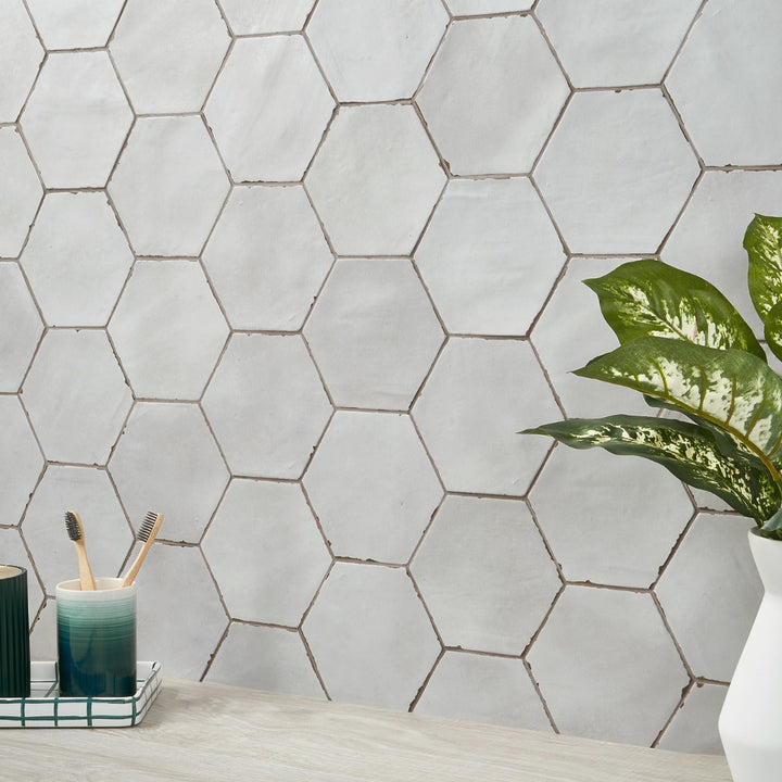 Lux Tile Sasha Hex Gray Matte Porcelain Tile 6"