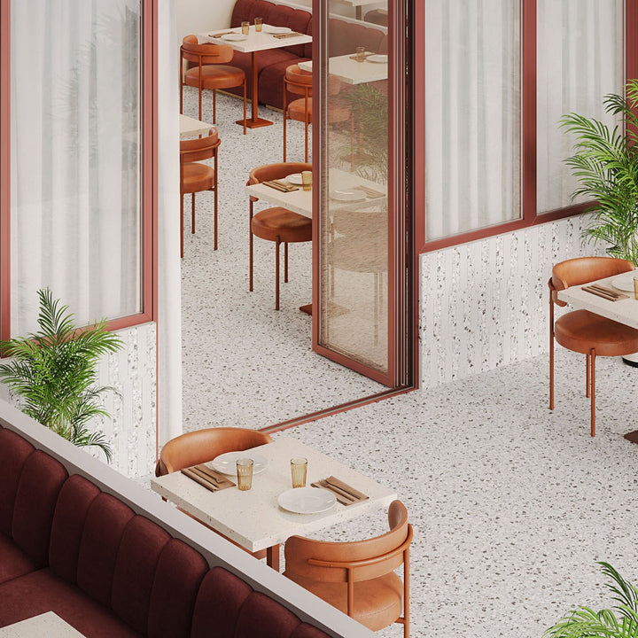 Kobe Fin Ice White Terrazzo Look Matte Porcelain Mosaic Tile