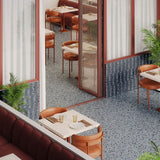 Kobe Fin Ocean Blue Terrazzo Look Matte Porcelain Mosaic Tile - Lux Tile