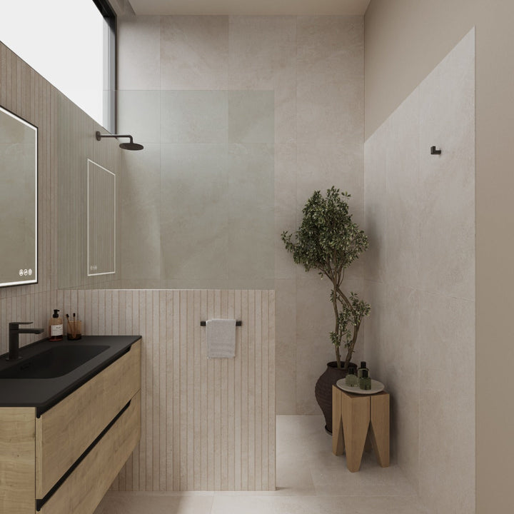 Lux Tile Inseta Lune Ribbon Beige 24x48 Matte Porcelain Tile