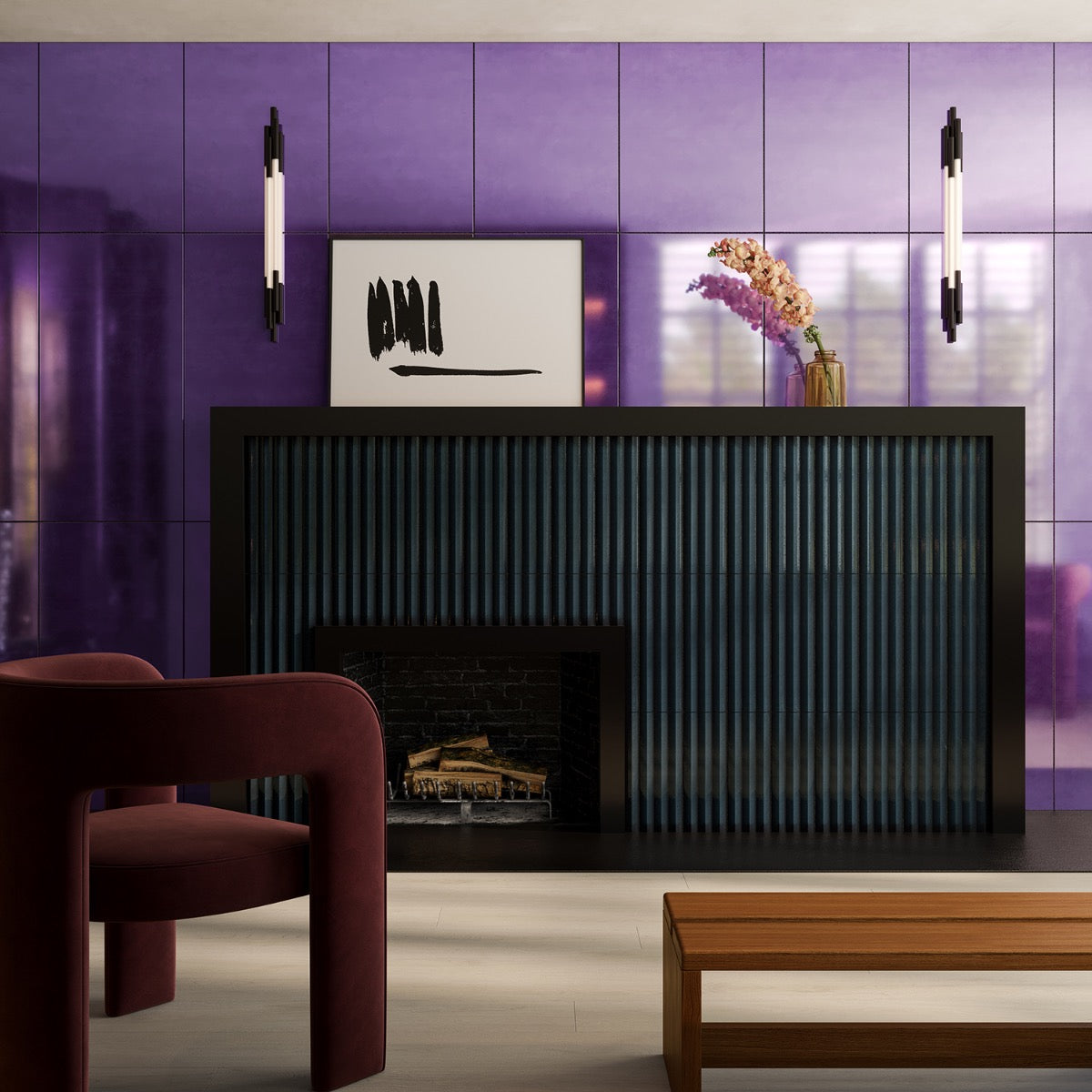 Lux Tile Amulet Mist Aubergine 18x36 Polished Porcelain Tile