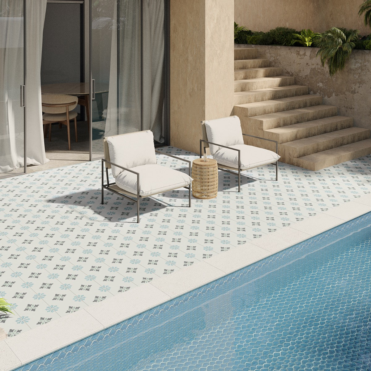 Lapaz Poppy Blue Green 9x9 Matte Porcelain Tile - Lux Tile