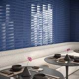 Axelle Azure Blue 3D Glossy Ceramic Subway Tile 3x12 - Lux Tile