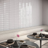 Axelle Ice White 3x12 3D Glossy Ceramic Subway Tile - Lux Tile