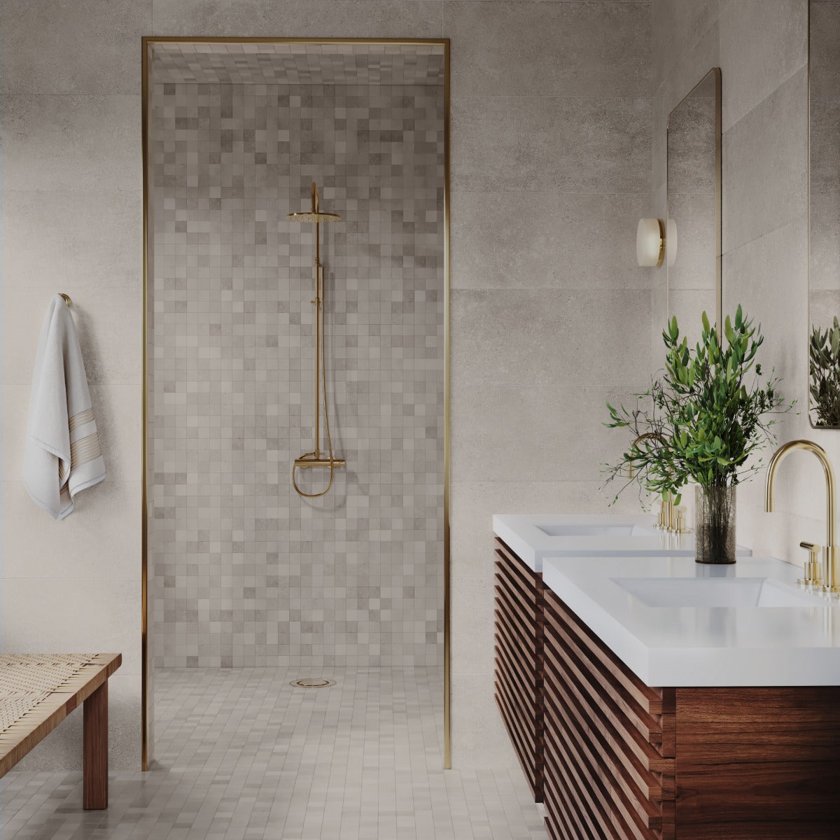 Stoneside Cream Beige 2x2 Porcelain Matte Mosaic Tile - Lux Tile