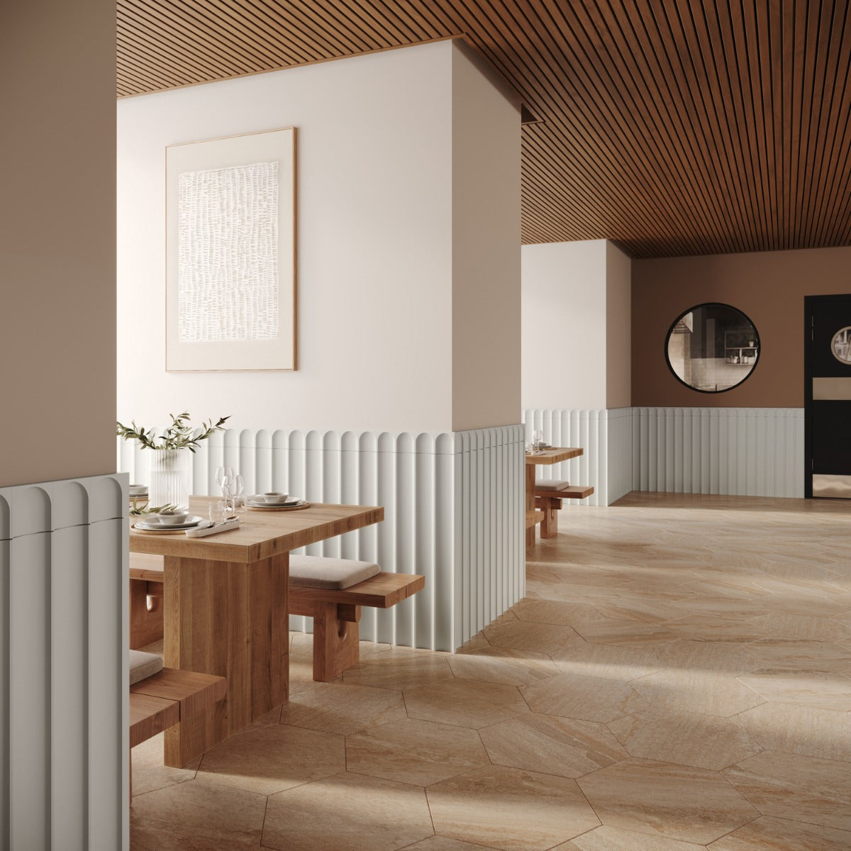 Roller White Fluted Column 4x36 3D Handmade Matte Ceramic Tile