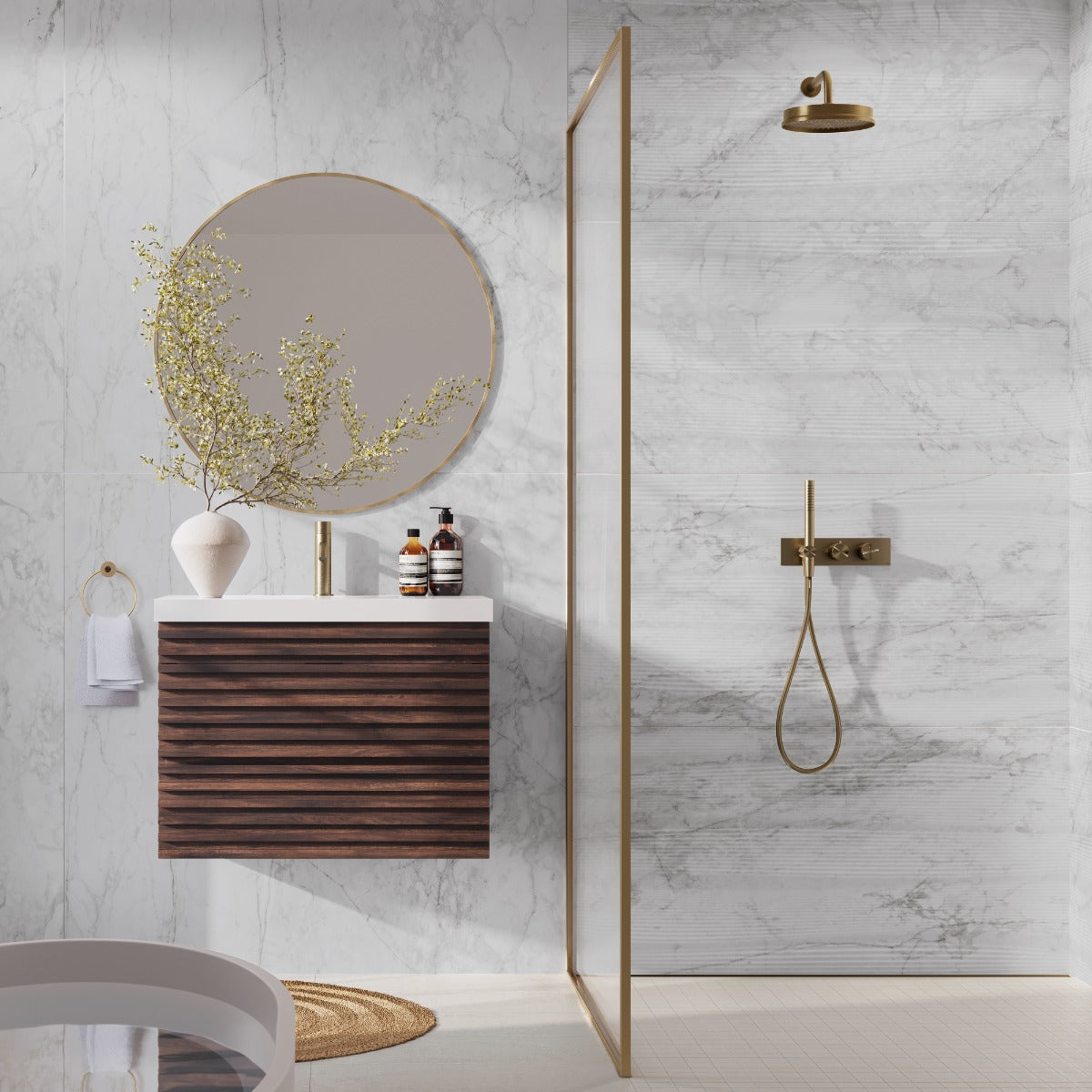 Autograph Vibe Caldia Oro White 24x48 3D Textured Marble Look Matte Porcelain Tile