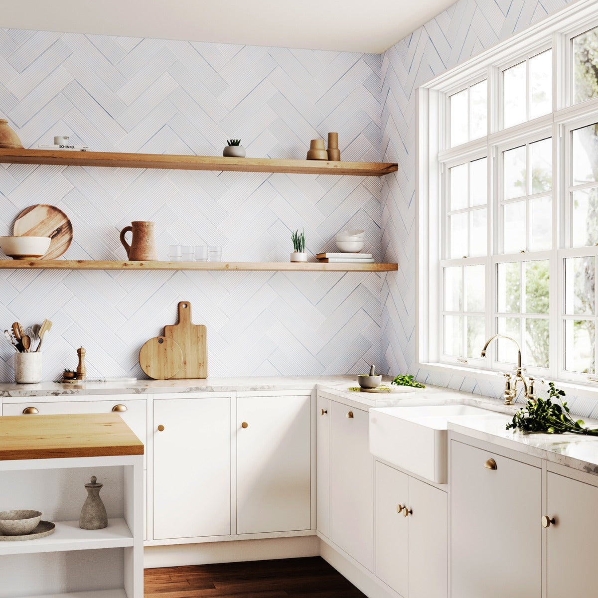 Stacy Garcia ArtBlock Fluted Azure 4x16 Glossy Porcelain Tile