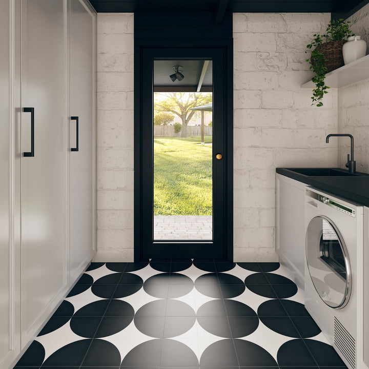Stacy Garcia Maddox Deco Charcoal Black 8x8 Matte Porcelain Tile