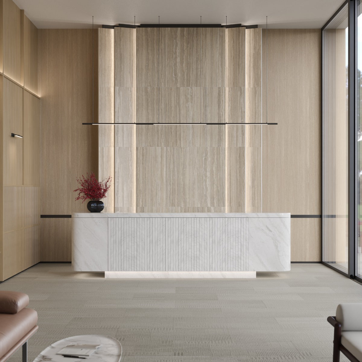 Romani Travertine Hazelnut Beige 24x48 Satin Porcelain Tile - Lux Tile