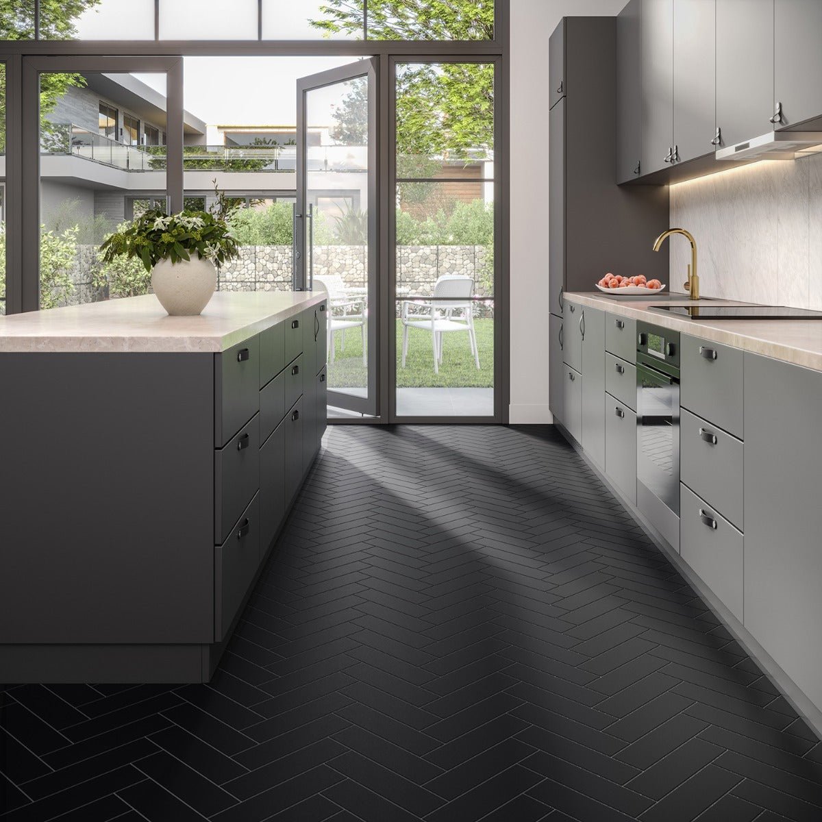 Roller Black Matte Porcelain Subway Tile - 3x11 Inch