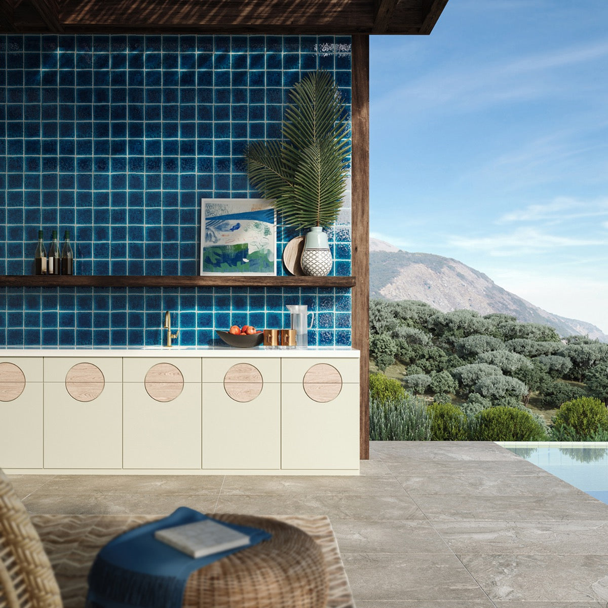 Breeze Ocean Blue 5" Crackled Glossy Porcelain Tile - Lux Tile