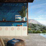 Breeze Ocean Blue 4.5" Hexagon Crackled Glossy Porcelain Tile by Lux Tile