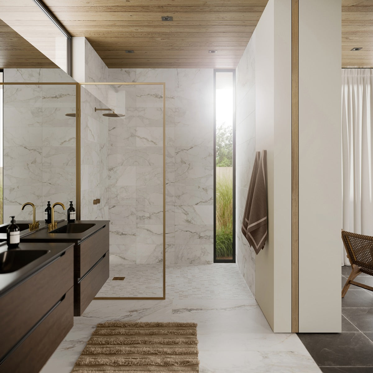 Lux Tile Calacatta Macchia White Gold 12x24 Marble Look Matte Porcelain Tile