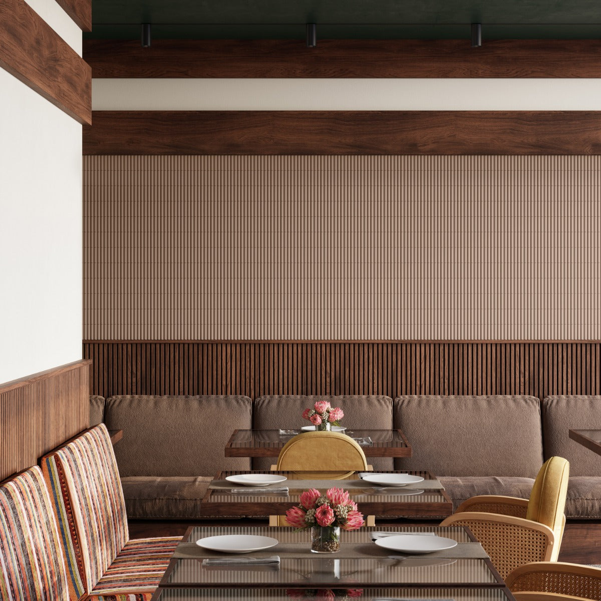 Roller Ribbed Taupe 4x12 3D Matte Ceramic Tile - Lux Tile