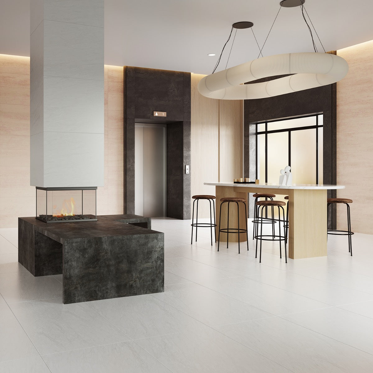 Breeze Dune Dolomite Warm White 24x48 Matte Porcelain Tile by Lux Tile