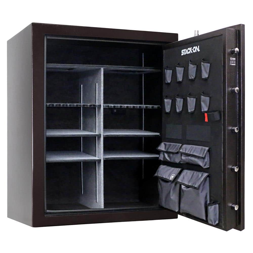 STACK-ON Siege Platinum 101-Gun Fire and Water Resistant Safe, Electronic and Biometric Lock, Black Cherry, Gun Safe