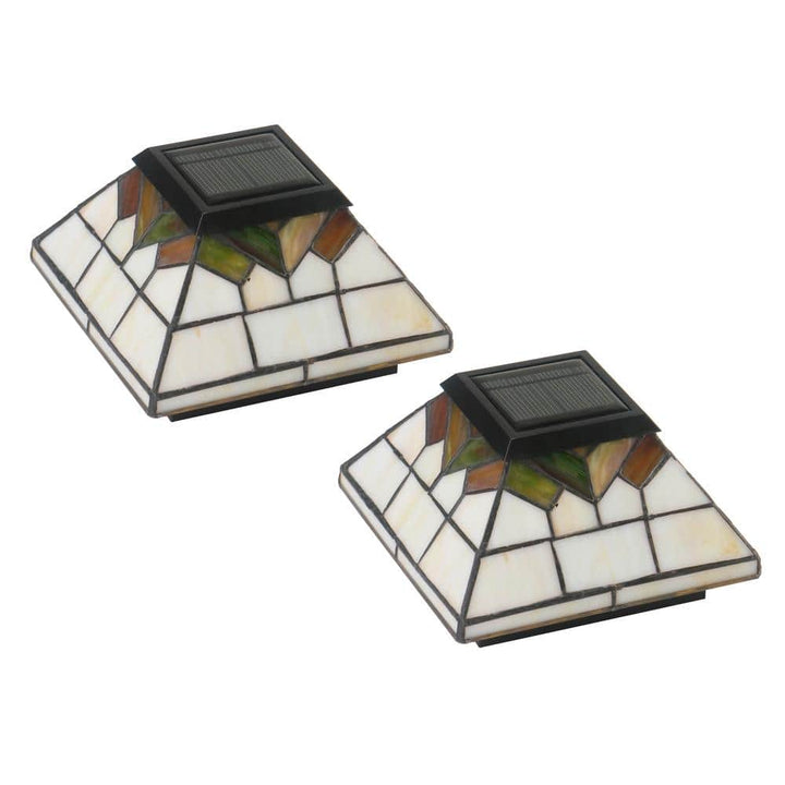 CLASSY CAPS Wellington 4 in. x 4 in./ 5 in. x 5 in. Outdoor Stain Glass Solar Post Cap (2-Pack)