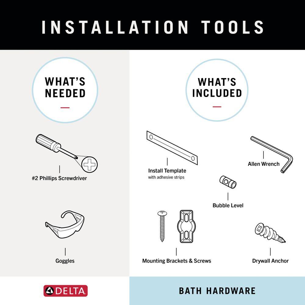 Delta Ashlyn 24-in Brilliance Stainless Steel Wall Mount Single Towel Bar