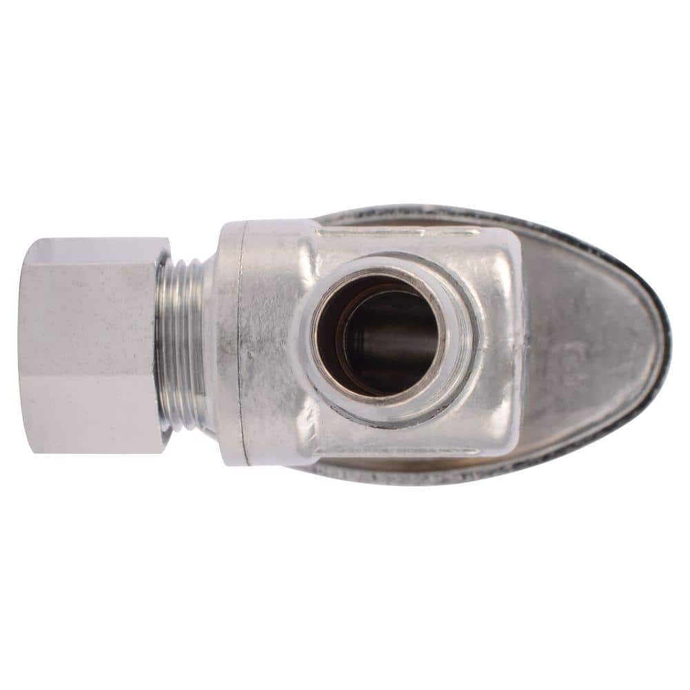 SharkBite Chrome 1/2-in PEX Barb x 3/8-in OD Compression Quarter Turn Angle Valve