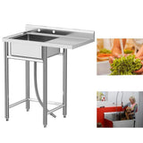 Adrinfly 36 in. Freestanding Stainless Steel Utility Sink with Knife Holders and Drainboard