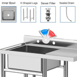 Adrinfly 36 in. Freestanding Stainless Steel Utility Sink with Knife Holders and Drainboard