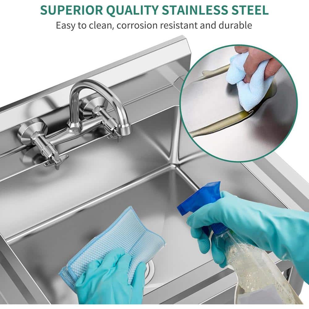 Adrinfly Stainless Steel Freestanding Utility Sink with Basket Strainer