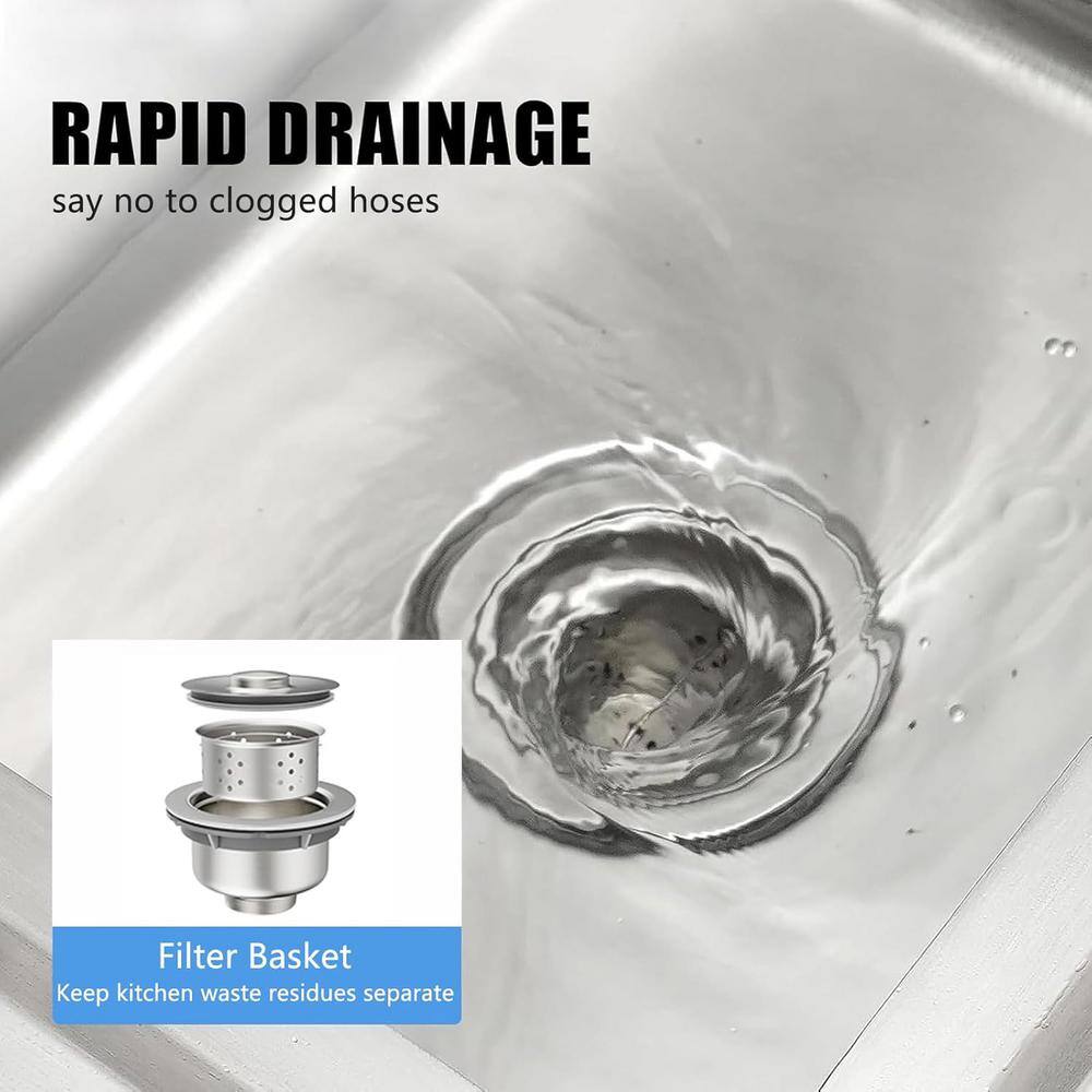 Adrinfly 20 in. x 39 in. Freestanding Stainless Steel Utility Sink with Hot/Cold Faucet & Drain Kit