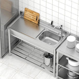 Adrinfly Stainless Steel Freestanding Utility Sink with Workbench & Faucets