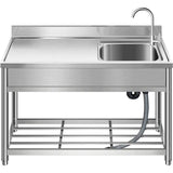 Adrinfly Stainless Steel Freestanding Utility Sink with Workbench & Faucets