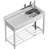 Adrinfly Stainless Steel Freestanding Utility Sink with Workbench & Faucets