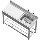 Adrinfly Stainless Steel Freestanding Utility Sink with Workbench & Faucets