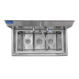 AMGOOD 19" x 37" Stainless Steel 3 Compartment Utility Sink with Faucet